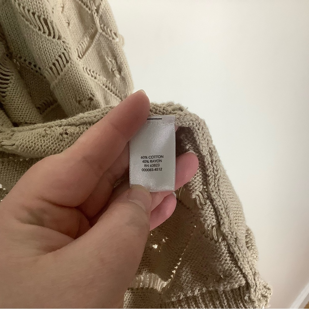 < Christopher & Banks Beige Crochet Knit Sweater Cardigan > - Picture 4 of 5
